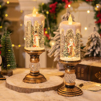 HKM-819603 Candle Light Scene Decoration with Snowman and Panda Design - Christmas Home Accent