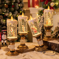 HKM-819603 Candle Light Scene Decoration with Snowman and Panda Design - Christmas Home Accent