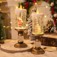 HKM-819603 Candle Light Scene Decoration with Snowman and Panda Design - Christmas Home Accent