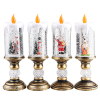 HKM-819603 Candle Light Scene Decoration with Snowman and Panda Design - Christmas Home Accent