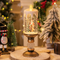HKM-819603 Candle Light Scene Decoration with Snowman and Panda Design - Christmas Home Accent