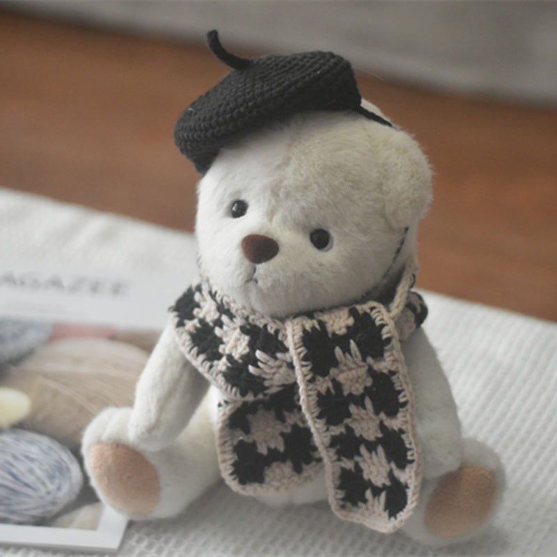 HKM-819667 Small Dog Beret and Scarf Set with Black and Gray Options for Pets