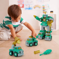 HKM-819731 5-in-1 Transformable Military Vehicle Building Blocks Toy for Kids, DIY Assembly Robot Model