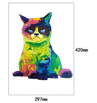 HKM-819859 Irregular Rainbow Cat Wooden Puzzle Board for Youth Intelligence Development