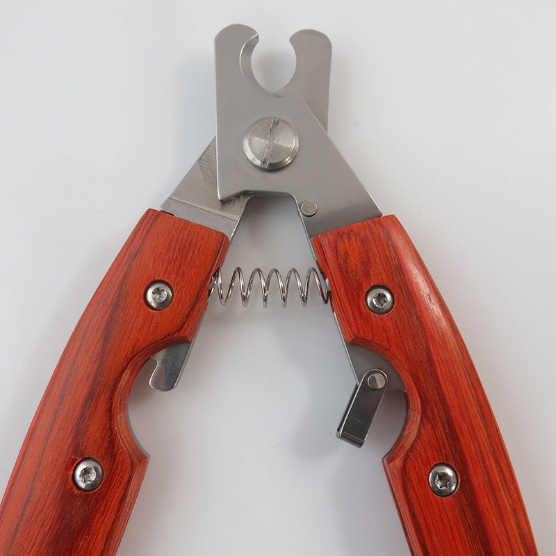 HKM-819923 Pet Nail Clippers Set with Wooden Handle for Large and Medium Dogs - Stainless Steel Blades, 17 cm Length