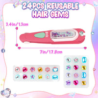 HKM-820115 Hair Gem Stamper Kit for Kids - DIY Jewel Hair Decoration Set for Girls 2-7 Years
