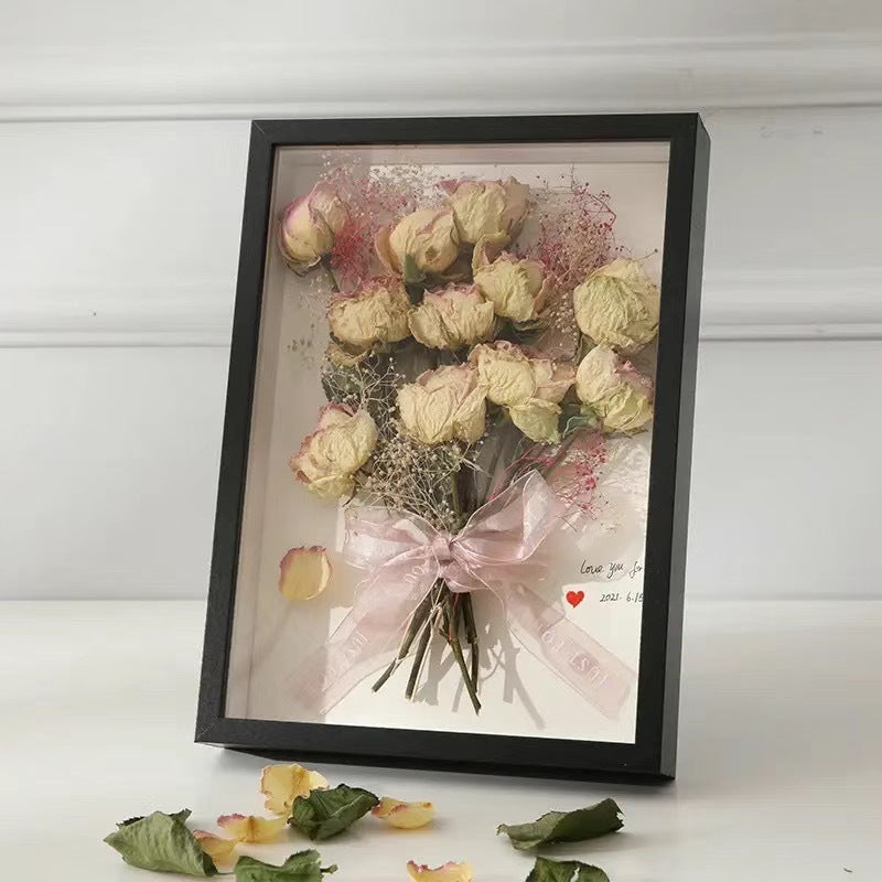 HKM-820243 Three-Dimensional Hollow Dried Flower Photo Frame - Modern Rectangular Decoration for Preserved Fresh Flowers