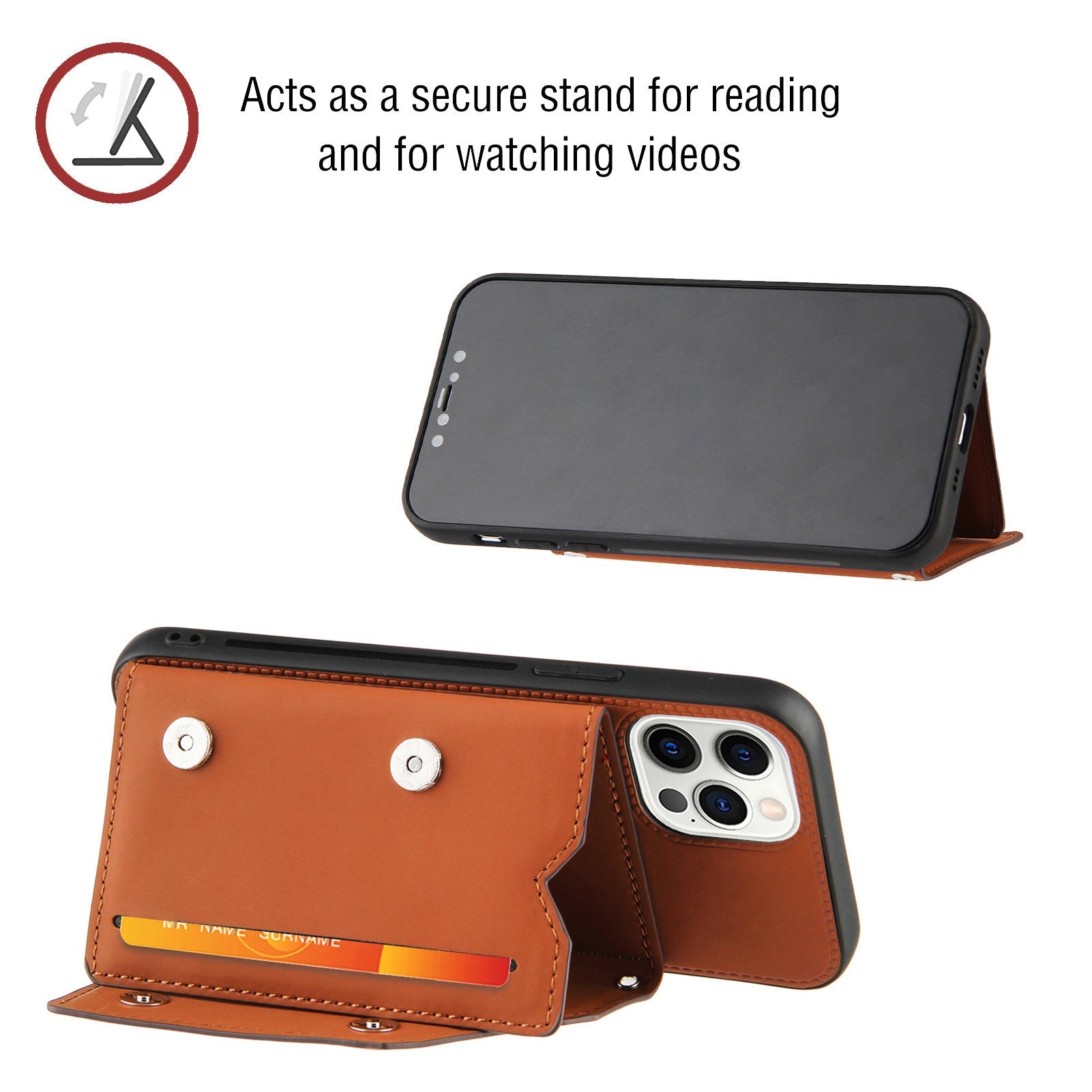 HKM-820243 iPhone Card Holster Flip Business TPU Cover in Multiple Colors