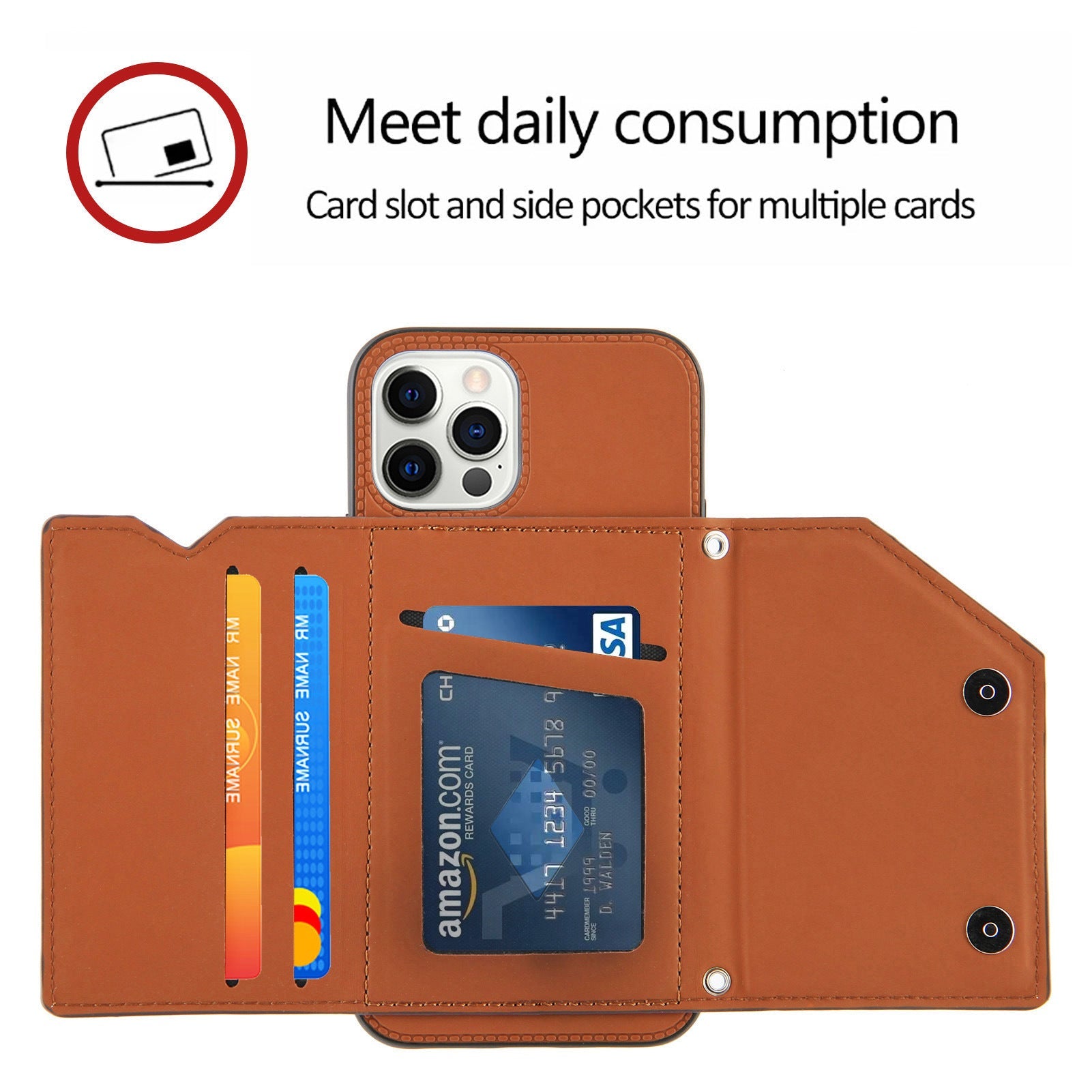 HKM-820243 iPhone Card Holster Flip Business TPU Cover in Multiple Colors