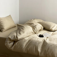 HKM-820307 Long Velvet Jacquard Four-Piece Cotton Duvet Cover Set with Floral and Plant Pattern