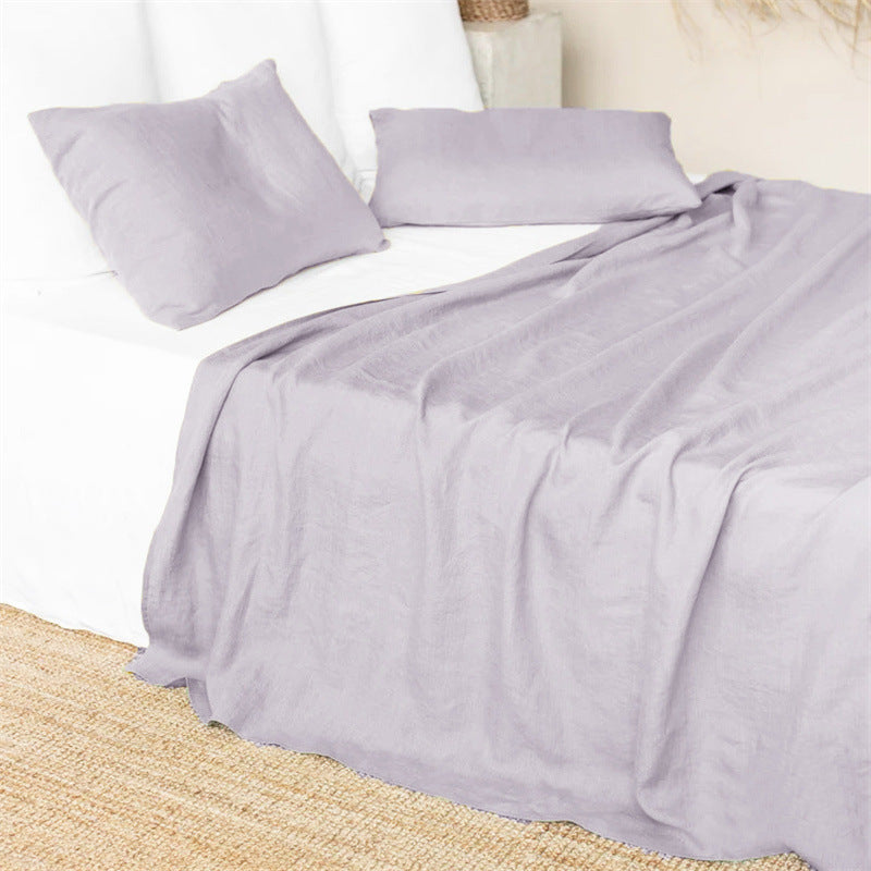 HKM-820307 Solid Color Linen Bed Sheets for Single & Double Beds, Dimensions 120x220cm to 260x280cm