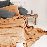 HKM-820307 Solid Color Linen Bed Sheets for Single & Double Beds, Dimensions 120x220cm to 260x280cm