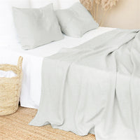 HKM-820307 Solid Color Linen Bed Sheets for Single & Double Beds, Dimensions 120x220cm to 260x280cm