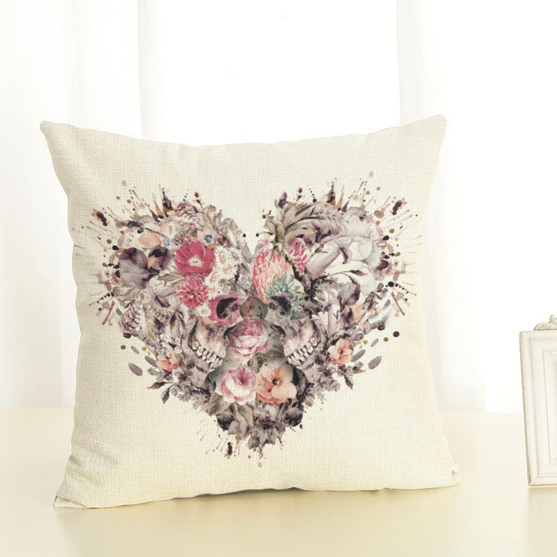HKM-820371 Cartoon Skull Head Cushion Cover, 45x45 cm, Cotton with PP Cotton Filling