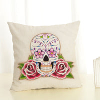 HKM-820371 Cartoon Skull Head Cushion Cover, 45x45 cm, Cotton with PP Cotton Filling