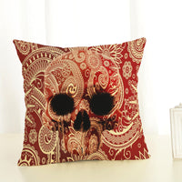 HKM-820371 Cartoon Skull Head Cushion Cover, 45x45 cm, Cotton with PP Cotton Filling