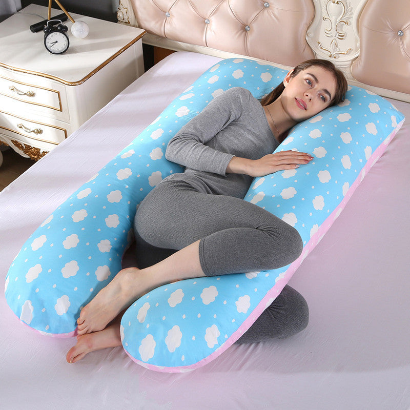 HKM-820435 U-Shaped Pure Cotton Maternity Pillow 70x130cm with Non-Woven Lining and Polyester Fiber Filling