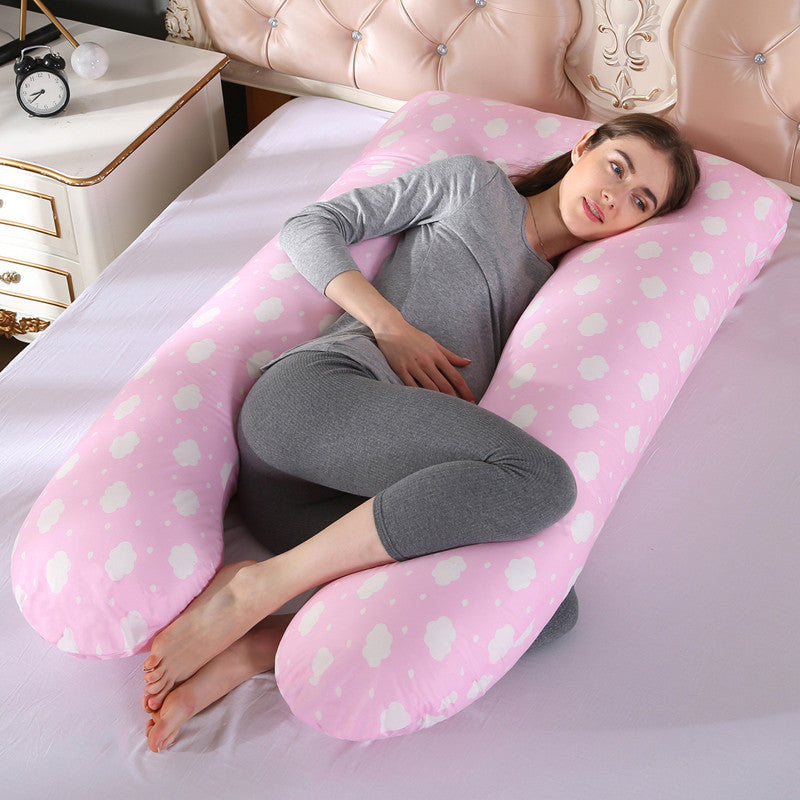 HKM-820435 U-Shaped Pure Cotton Maternity Pillow 70x130cm with Non-Woven Lining and Polyester Fiber Filling