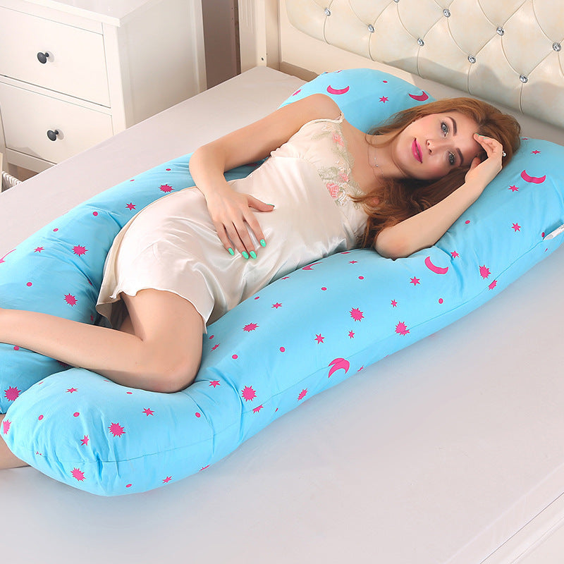 HKM-820435 U-Shaped Pure Cotton Maternity Pillow 70x130cm with Non-Woven Lining and Polyester Fiber Filling
