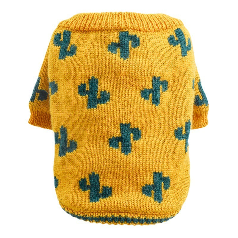HKM-820563 Cozy Turmeric Cactus Sweater for Dogs and Cats - Multiple Sizes Available