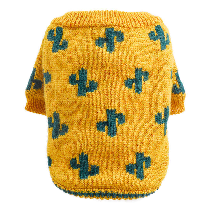 HKM-820563 Cozy Turmeric Cactus Sweater for Dogs and Cats - Multiple Sizes Available