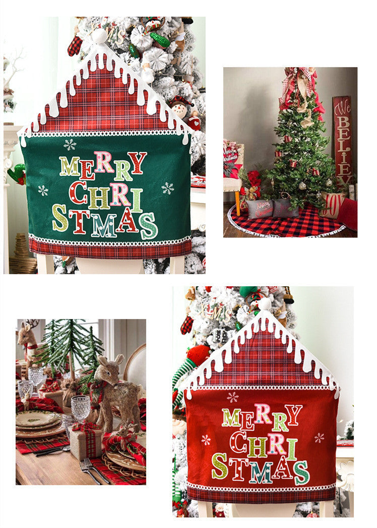 HKM-820755 Christmas-Themed English Alphabet Chair Cover - Super Soft Cloth - Green & Red Options - Home Decoration