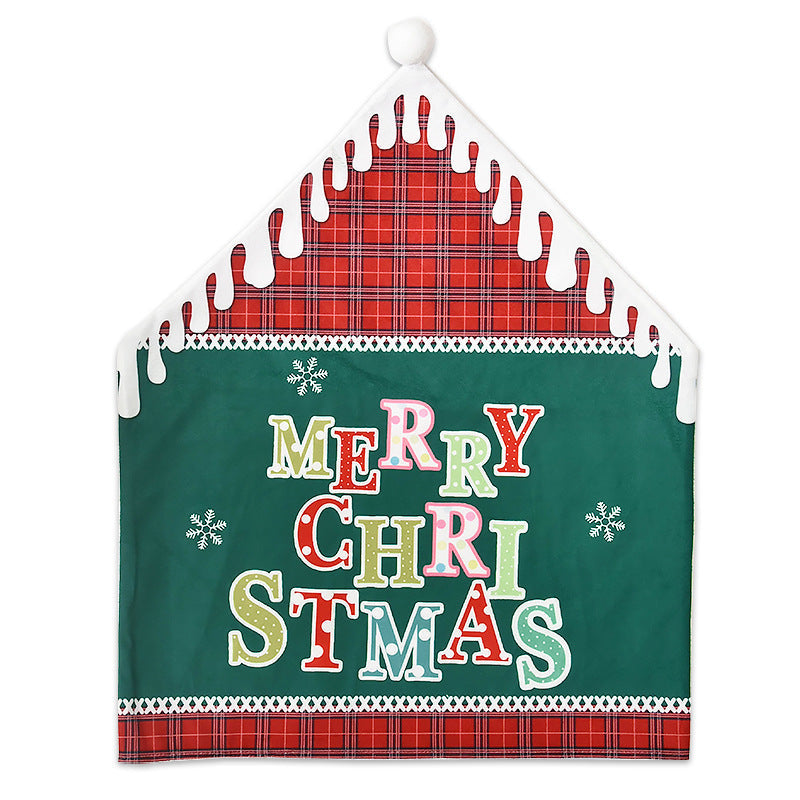 HKM-820755 Christmas-Themed English Alphabet Chair Cover - Super Soft Cloth - Green & Red Options - Home Decoration