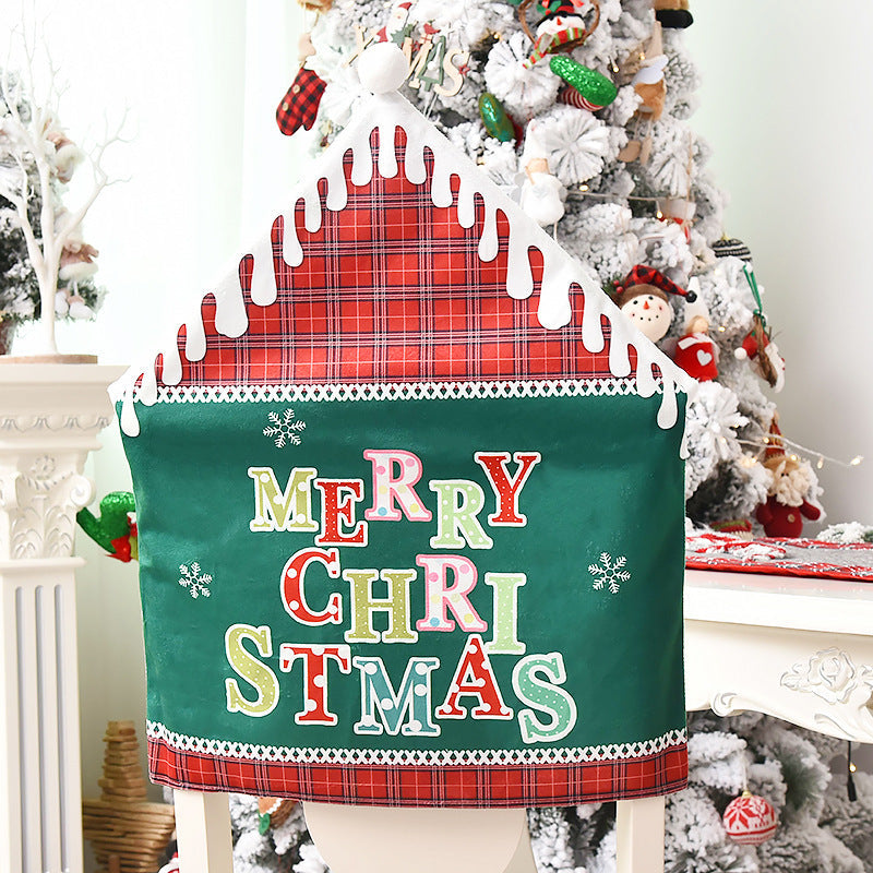 HKM-820755 Christmas-Themed English Alphabet Chair Cover - Super Soft Cloth - Green & Red Options - Home Decoration
