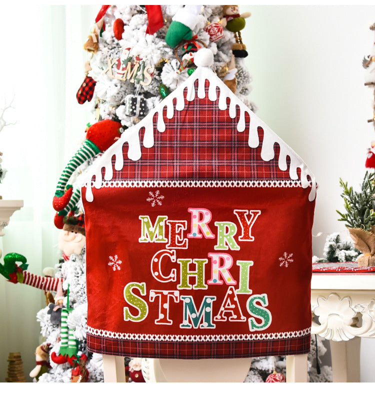 HKM-820755 Christmas-Themed English Alphabet Chair Cover - Super Soft Cloth - Green & Red Options - Home Decoration