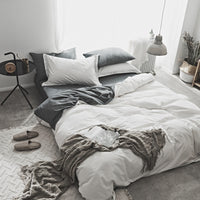 HKM-821075 Washed Cotton Nordic Four-Piece Bedding Set with Quilt Cover, Flat Sheet, and Pillowcases