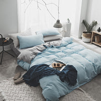HKM-821075 Washed Cotton Nordic Four-Piece Bedding Set with Quilt Cover, Flat Sheet, and Pillowcases
