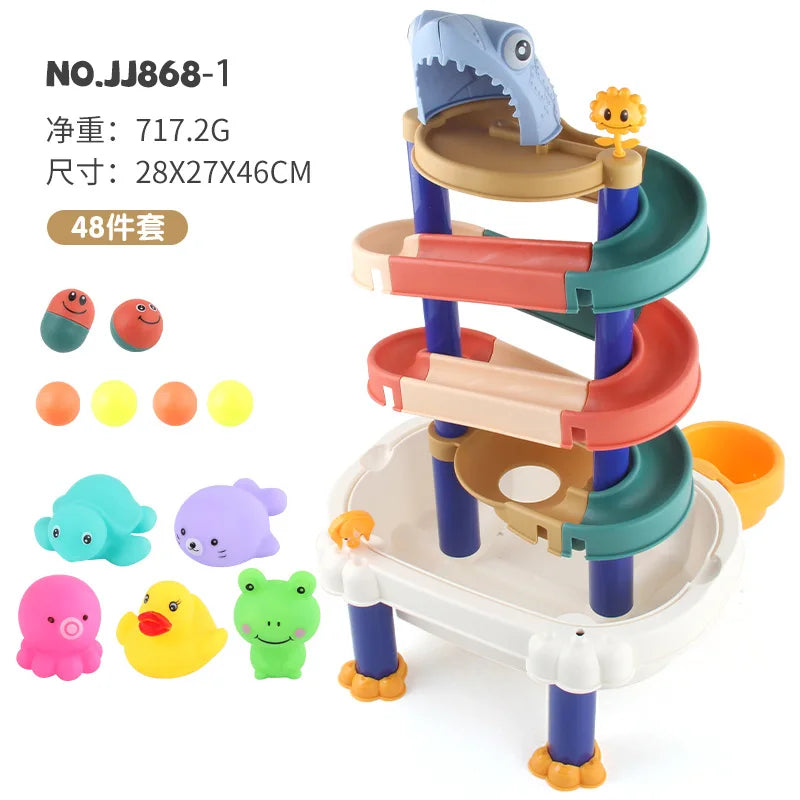 KTX-821139 Water Play Building Block Table with Track for Kids - Fun Bath Toy for Ages 0 to 13 Years