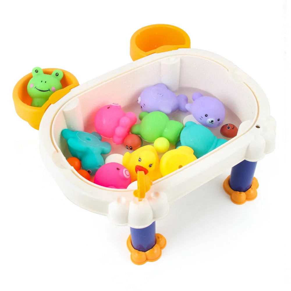 KTX-821139 Water Play Building Block Table with Track for Kids - Fun Bath Toy for Ages 0 to 13 Years