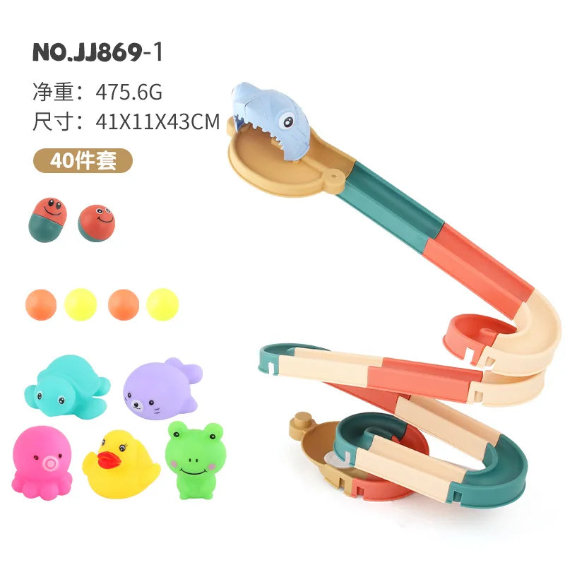 KTX-821139 Water Play Building Block Table with Track for Kids - Fun Bath Toy for Ages 0 to 13 Years