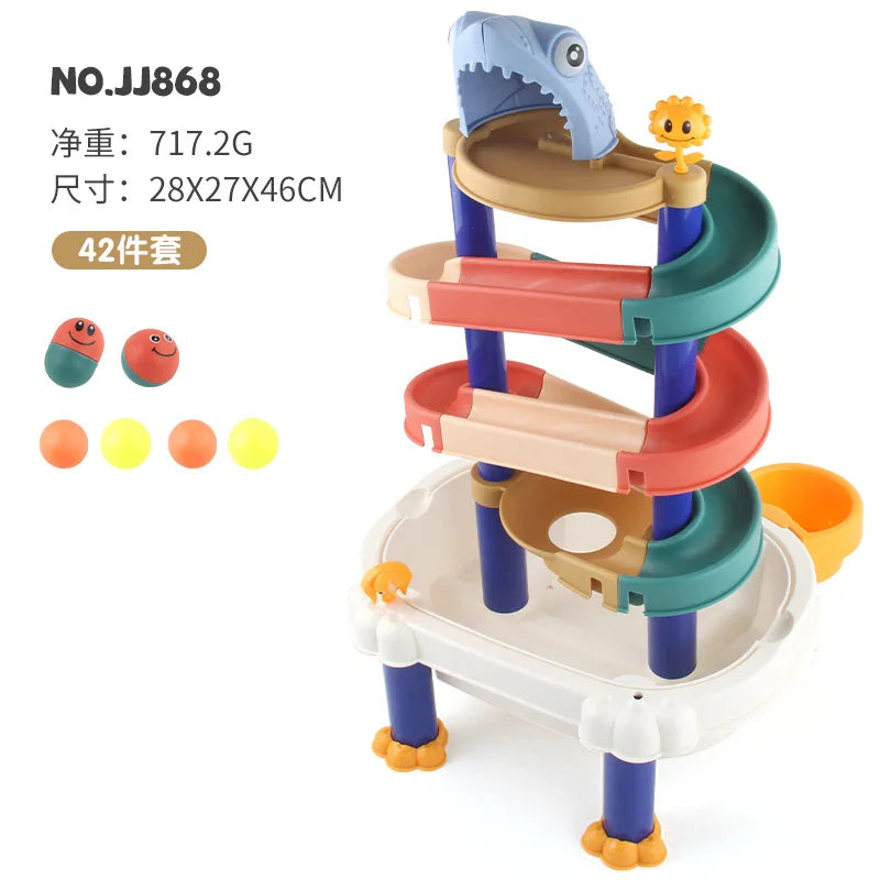KTX-821139 Water Play Building Block Table with Track for Kids - Fun Bath Toy for Ages 0 to 13 Years