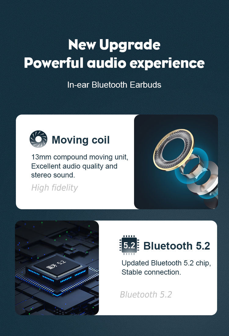 HKM-821203 Wireless Bluetooth Headset with Noise Reduction and Multi-Point Connection, Stereo Sound, Voice Control