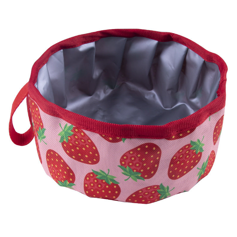 HKM-821331 Outdoor Portable Folding Food Basin in Fun Designs – Strawberry, Pineapple, Watermelon and Daisy