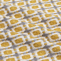 HKM-821459 Geometric Yellow Knitted Shawl with Tassels - Woven Acrylic Blanket (130x162CM)