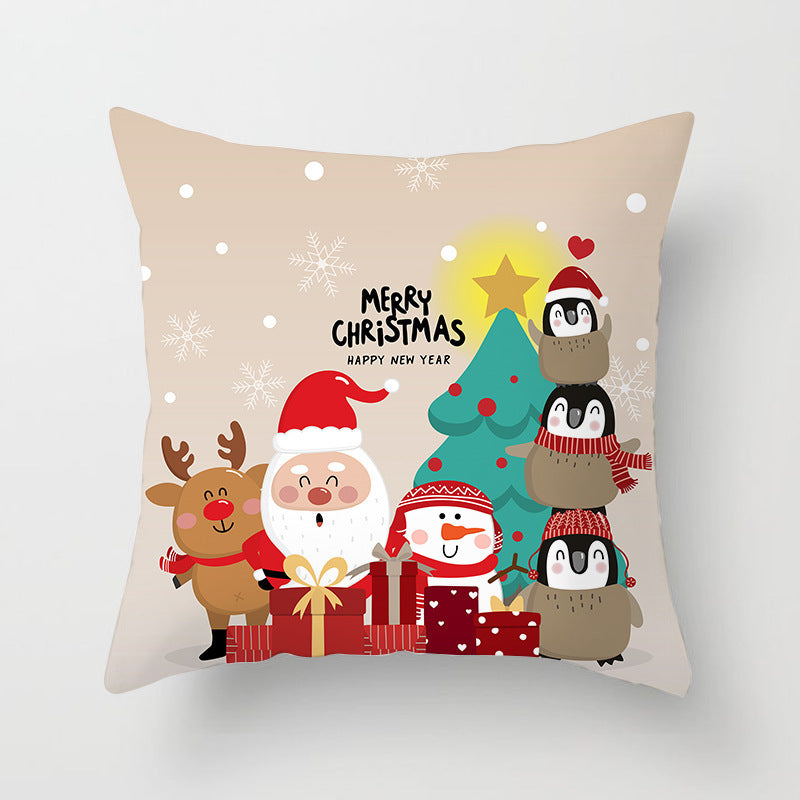 HKM-821587 Nordic Style Cartoon Christmas Pillow Cover - 45x45cm Polyester Cushion
