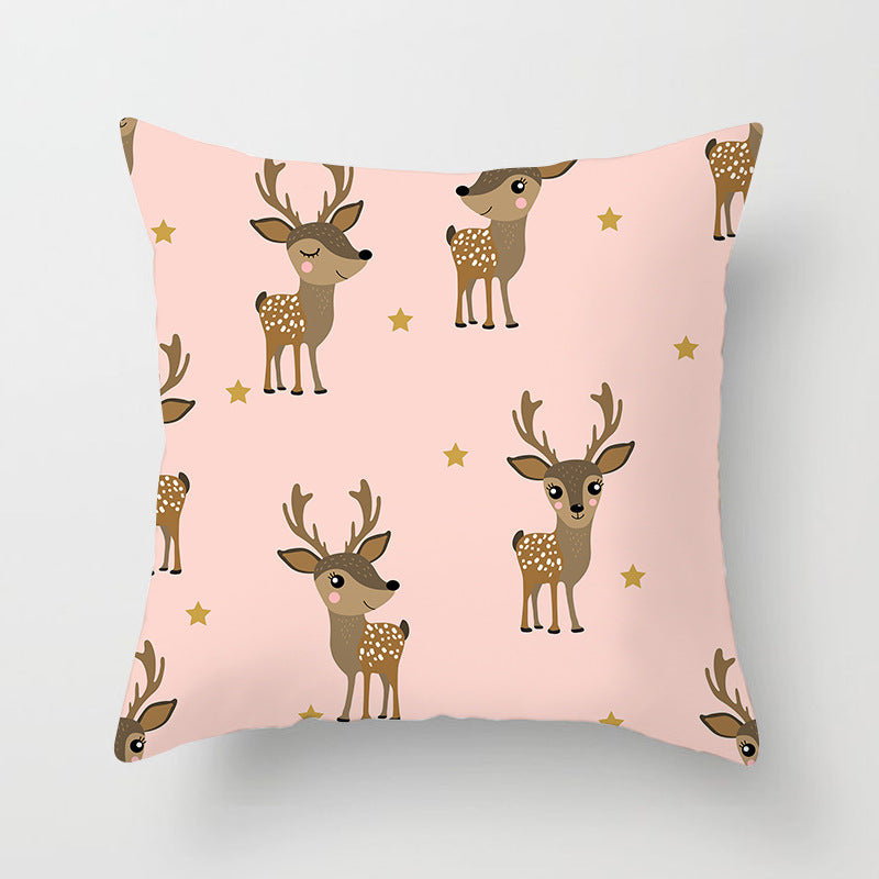 HKM-821587 Nordic Style Cartoon Christmas Pillow Cover - 45x45cm Polyester Cushion