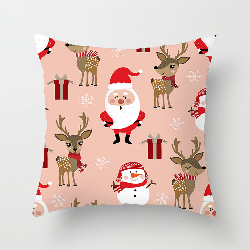 HKM-821587 Nordic Style Cartoon Christmas Pillow Cover - 45x45cm Polyester Cushion