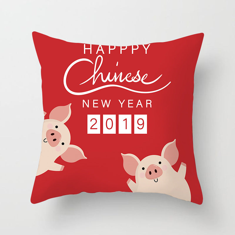 HKM-821587 Nordic Style Cartoon Christmas Pillow Cover - 45x45cm Polyester Cushion