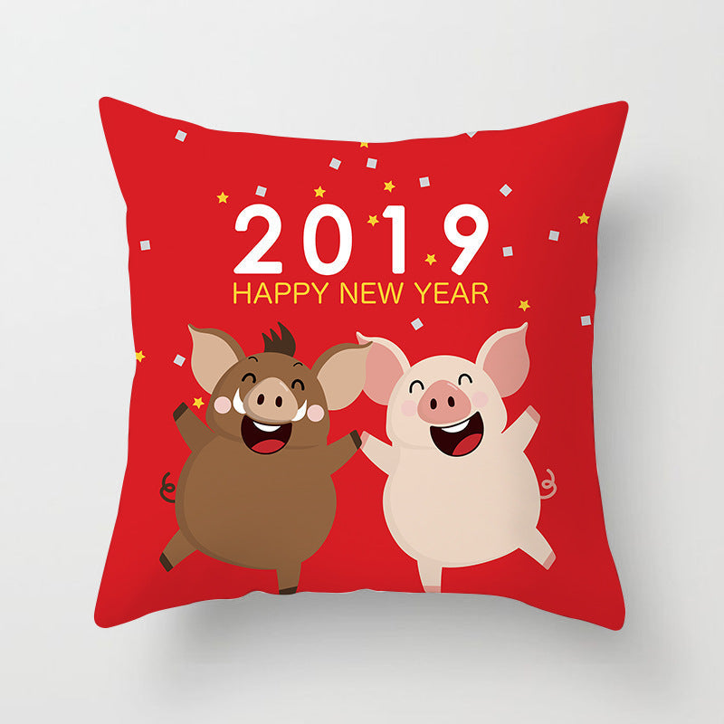 HKM-821587 Nordic Style Cartoon Christmas Pillow Cover - 45x45cm Polyester Cushion