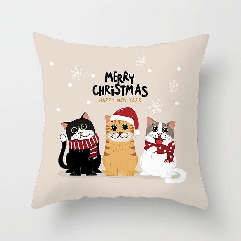 HKM-821587 Nordic Style Cartoon Christmas Pillow Cover - 45x45cm Polyester Cushion