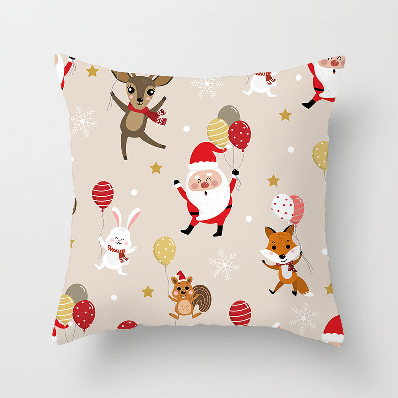 HKM-821587 Nordic Style Cartoon Christmas Pillow Cover - 45x45cm Polyester Cushion