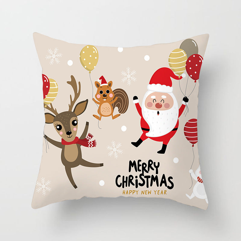 HKM-821587 Nordic Style Cartoon Christmas Pillow Cover - 45x45cm Polyester Cushion