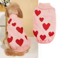 HKM-821715 Cozy Valentine's Day Dog Sweater in Pink, Red, and Blue - Sizes S to XXL