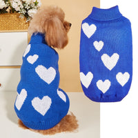 HKM-821715 Cozy Valentine's Day Dog Sweater in Pink, Red, and Blue - Sizes S to XXL