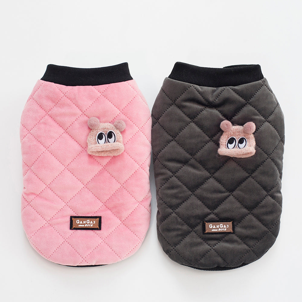 HKM-821971 Casual Cotton Plaid Jacket for Small Dogs—Warm and Stylish in Black and Pink