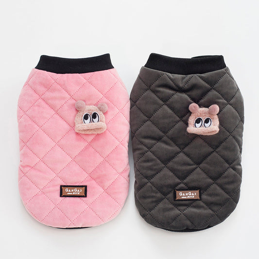 HKM-821971 Casual Cotton Plaid Jacket for Small Dogs—Warm and Stylish in Black and Pink